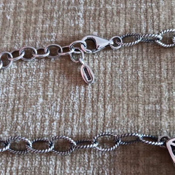 Studio Barse 925 Silver Textured Link Smoky Blue Crystal Lariat Necklace - Picture 7 of 9